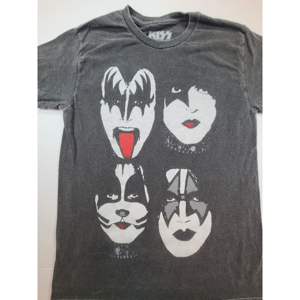 KISS Band T Shirt Graphic Tee Charcoal‎ Gray Short Sleeve Band Merch